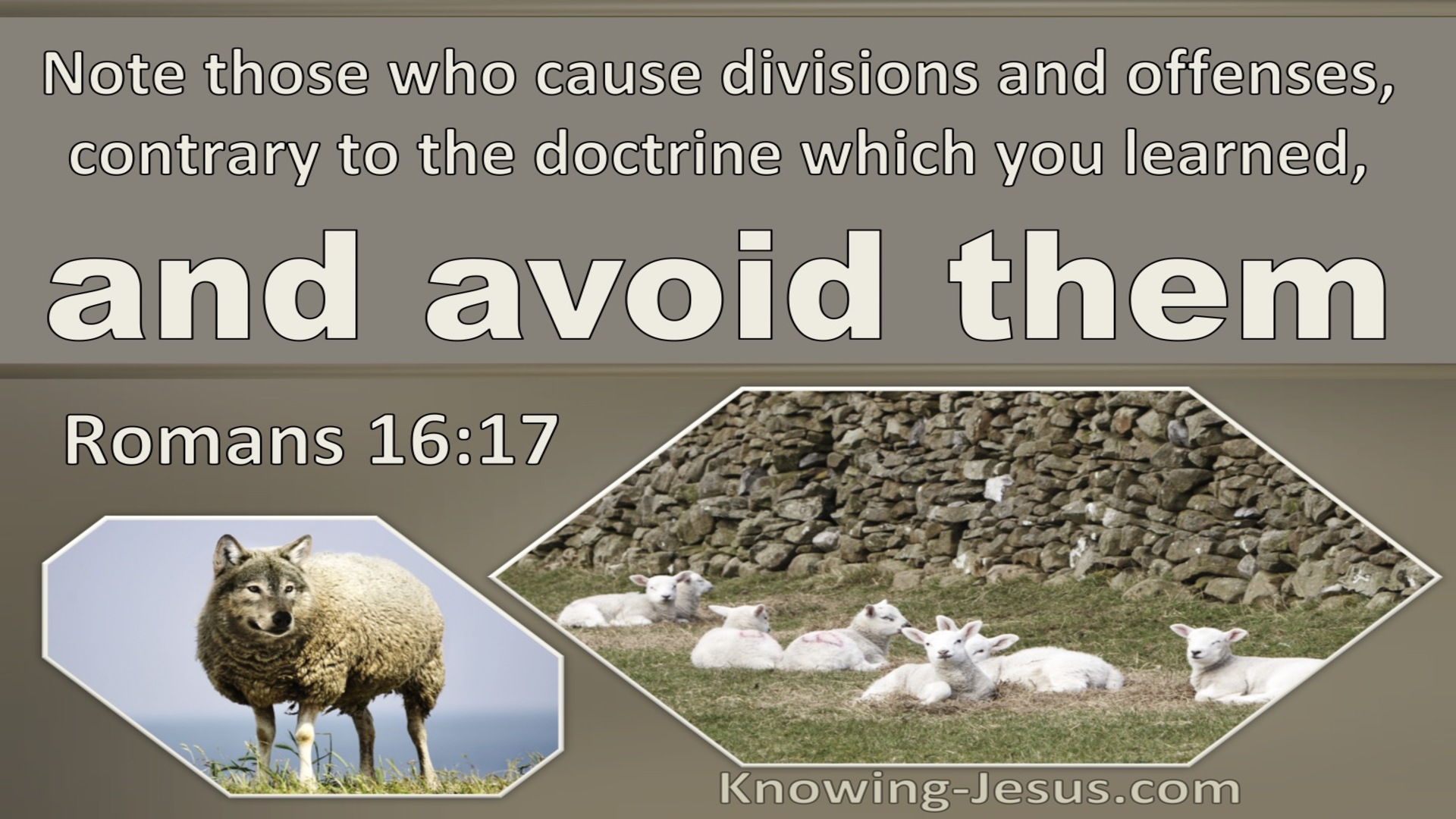 Romans 16:17 Note Those Who Cause Division Contrary To Doctrine (beige)